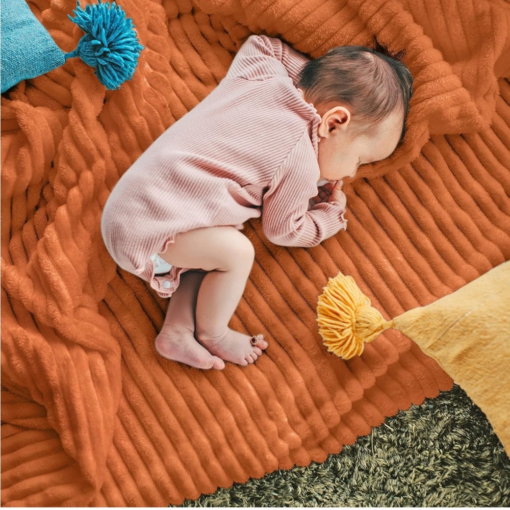 Throw Blanket Soft Fluffy Fall Orange Color 51”x63”